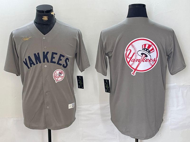 Men New York Yankees Blank Grey Throwback Nike Game 2024 MLB Jersey style 18->new york yankees->MLB Jersey